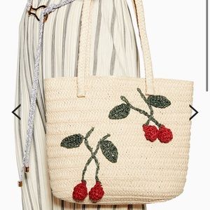 NWOT Topshop Fruity Cherry Straw Tote
